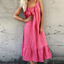 Load image into Gallery viewer, Women Ruffle Dress Summer Spaghetti Straps Beach Dress Sexy Sleeveless Backless Pleated Dress Cute Sweet Vestido Femme 2021 New