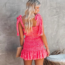 Load image into Gallery viewer, Women Ruffle Ruched Mini Dress 2022 Summer Sexy Backless Cami Dresses Girls Sleeveless Beach Dress Sundress Robe De Plage