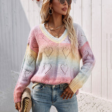 Load image into Gallery viewer, Women&#39;S Autumn And Winter Tops Hollow Stitching Casual Loose Knitting Multicolor Pullover Pullover Sweater