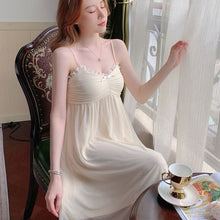 Load image into Gallery viewer, Women&#39;S Pajamas Robe Nightdress 2 Piece Set Romantic Lace Mesh Sleepwear Sexy Palace Princess Style Long Sleeve Home Wear Women