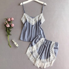 Load image into Gallery viewer, Women&#39;S Pajamas Set  Sexy Spaghetti Straps Lace Splicing V Neck Silk Night Shirt Female Casual Comfortable Solid Home Clothes