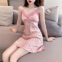 Load image into Gallery viewer, Women&#39;S Pajamas  Sexy  Deep-V Night Dress With Chest Pads Red Lace High End Suspender Sleeveless Mini Dress Home Clothes