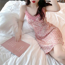 Load image into Gallery viewer, Women&#39;S Pajamas  Sexy  Deep-V Night Dress With Chest Pads Red Lace High End Suspender Sleeveless Mini Dress Home Clothes