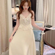 Load image into Gallery viewer, Women&#39;S Pajamas Sexy Lingerie Lace Hot Nightwear 2 Pcs Nightdress Robe Set Sleepwear Women Long Sleeve Female Bathrobe Homewear