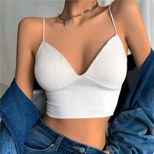 Load image into Gallery viewer, Women Seamless Crop Top Underwear Wire-Free V-Shaped Camisole Thin Straps Striped Solid Bralette Lingerie One-Piece Tube Tops