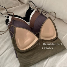 Load image into Gallery viewer, Women Seamless Crop Top Underwear Wire-Free V-Shaped Camisole Thin Straps Striped Solid Bralette Lingerie One-Piece Tube Tops