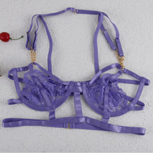 Load image into Gallery viewer, Women Sensual Lingerie Exotic Costumes Sexy Bottom Whore Hollow Out Halter Bra 3-Pieces Sissy Metal Chain Erotic Outfit