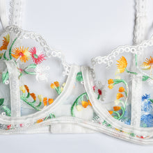 Load image into Gallery viewer, Women Sensual Lingerie Sexy Underwear Lace Floral Embroidery Mesh Transparent Bra Thongs Erotic Sets Exotic Costumes