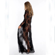 Load image into Gallery viewer, Women Sexy Bikini Cover Up Beach Dress Summer Black White Lace Kimono Boho Long Maxi Dress Loose Swimsuit