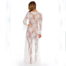 Load image into Gallery viewer, Women Sexy Bikini Cover Up Beach Dress Summer Black White Lace Kimono Boho Long Maxi Dress Loose Swimsuit