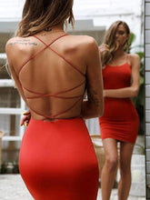 Load image into Gallery viewer, Women Sexy Bodycon Party Dresses Backless Spaghetti Straps Clubwear Mini Dress low neck drop shipping