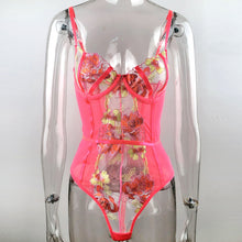 Load image into Gallery viewer, Women Sexy Bodysuits Corset Floral Embroidery Floral Underwear Bra Transparent Erotic Costumes Sensual Shaping Lingerie