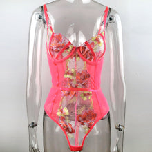 Load image into Gallery viewer, Women Sexy Bodysuits Corset Floral Embroidery Floral Underwear Bra Transparent Erotic Costumes Sensual Shaping Lingerie