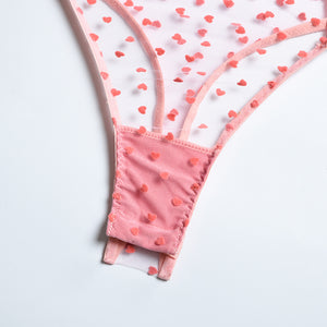 Women Sexy Bodysuits Corset Heart-Shaped Embroidery Lace Underwear Bra Transparent Erotic Costumes Sensual Hollow Out Jumpsuit