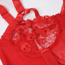 Load image into Gallery viewer, Women Sexy Bodysuits Corset Lace Embroidery Mesh Underwear Push Up Bra Erotic Costumes Sensual Lingerie Leg Garters Jumpsuit