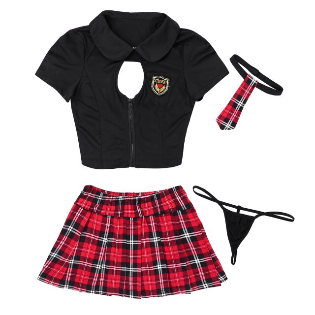 Women Sexy Cosplay Lingerie School Girls Student Uniform Set Ladies Sexy Costume Babydoll Dress Women Lace Miniskirt Outfit
