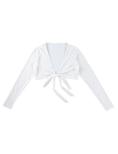 Load image into Gallery viewer, Women Sexy Deep V Crop Tops Long Sleeve Plunge Open Front Tie Up Mesh See Through Sheer Tee Shirt Tank Tops Slim Fit Streetwear