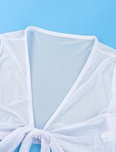 Load image into Gallery viewer, Women Sexy Deep V Crop Tops Long Sleeve Plunge Open Front Tie Up Mesh See Through Sheer Tee Shirt Tank Tops Slim Fit Streetwear