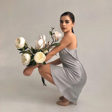 Load image into Gallery viewer, Women Sexy Deep V Neck Satin Dresses Spaghetti Strap Pajamas Party Dress 2020 Elegant Solid Color Female Dress Homewear Vestidos