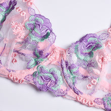 Load image into Gallery viewer, Women Sexy Embroidery Sensual Lingerie Underwear Lace Erotic Costumes Underwire Gathered Bra Transparent Exotic Night Underwear