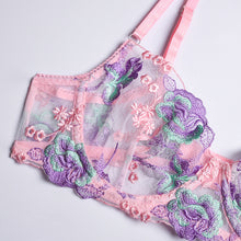 Load image into Gallery viewer, Women Sexy Embroidery Sensual Lingerie Underwear Lace Erotic Costumes Underwire Gathered Bra Transparent Exotic Night Underwear