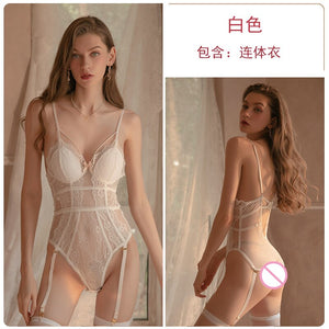 Women Sexy Erotic Underwear Lace V Neck Transparent Mesh Hollow Backless Bandage  Elasticity Corset  Hot Sexy Girl  Bodysuits