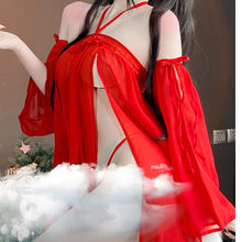 Load image into Gallery viewer, Women Sexy Exotic Lingeries Set Halloween Christmas Cosplay Costume G-string T-Back Antique Nightgowns Red Dress