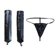 Load image into Gallery viewer, Women Sexy Faux Leather Fetish Short Mini Dress Wet Look Open Butt Skirt Party Clubwear with Gloves Catsuit Costume