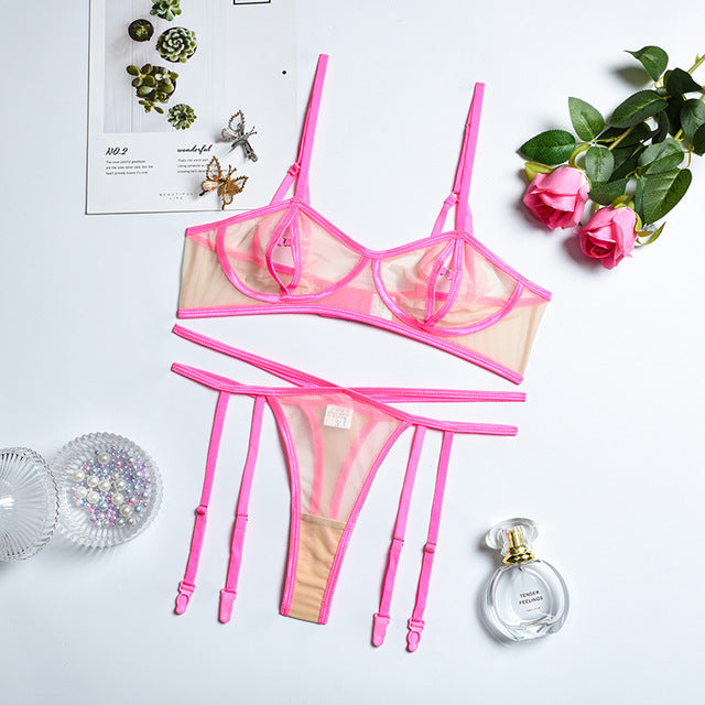 Women Sexy Lace Transparent Underwear Hollow Out Perspective Erotic Costumes Sensual Lingerie Exotic See-through Bra Sets