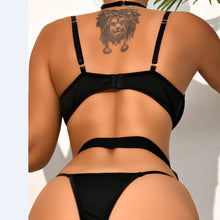 Load image into Gallery viewer, Women Sexy Lingerie 3 Pieces Underwear Set with Metal Choker Bra and Briefs See-Through Panties Erotic Sensual Underwear