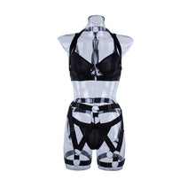 Load image into Gallery viewer, Women Sexy Lingerie 4 Pieces Set with Garters Bra and Briefs Hollow Out Transparent Erotic Costumes Sensual Underwear Outfits