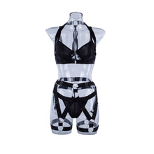 Load image into Gallery viewer, Women Sexy Lingerie 4 Pieces Set with Garters Bra and Briefs Hollow Out Transparent Erotic Costumes Sensual Underwear Outfits