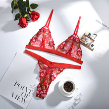 Load image into Gallery viewer, Women Sexy Lingerie Bridal Underwear Sets Transparent Lace Floral Embroidery See Through Sensual Lingerie Erotic Underwear