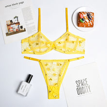 Load image into Gallery viewer, Women Sexy Lingerie Floral Embroidery Underwear Set Push up Bra Sensual Lingerie See Through Valentines Day Exotic Costumes