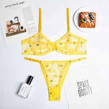 Load image into Gallery viewer, Women Sexy Lingerie Floral Embroidery Underwear Set Push up Bra Sensual Lingerie See Through Valentines Day Exotic Costumes