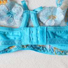 Load image into Gallery viewer, Women Sexy Lingerie Floral Embroidery Underwear with Garters Underwire Bra and Briefs Set Sensual Lingerie Exotic Thong Set