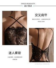 Load image into Gallery viewer, Women Sexy Lingerie See-through Hot Lace Nightdress Embroidered Butterfly Femme Erotic Porno Sleepdress Briefs Set Babydolls