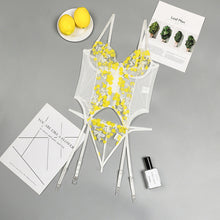 Load image into Gallery viewer, Women Sexy Lingerie Set Embroidery Underwear Adjustable Straps Bra and Garters Transparent Erotic Costumes Sensual Underwear