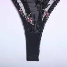 Load image into Gallery viewer, Women Sexy Lingerie Set Perspective Floral Embroidery Bralettes Underwear Bra and Brief Set Erotic Sweet Sensual Underwear