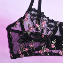 Load image into Gallery viewer, Women Sexy Lingerie Set Perspective Floral Embroidery Bralettes Underwear Bra and Brief Set Erotic Sweet Sensual Underwear