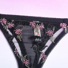 Load image into Gallery viewer, Women Sexy Lingerie Set Perspective Floral Embroidery Bralettes Underwear Bra and Brief Set Erotic Sweet Sensual Underwear