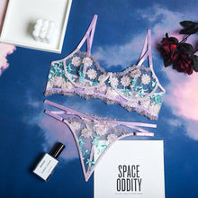 Load image into Gallery viewer, Women Sexy Lingerie Set Perspective Floral Embroidery Bralettes Underwear Bra and Panty Set Erotic Costumes Sensual Underwear