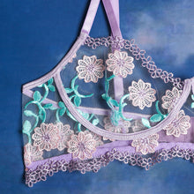 Load image into Gallery viewer, Women Sexy Lingerie Set Perspective Floral Embroidery Bralettes Underwear Bra and Panty Set Erotic Costumes Sensual Underwear