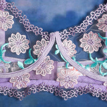 Load image into Gallery viewer, Women Sexy Lingerie Set Perspective Floral Embroidery Bralettes Underwear Bra and Panty Set Erotic Costumes Sensual Underwear