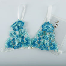 Load image into Gallery viewer, Women Sexy Lingerie Set Transparent Floral Embroidery Bralettes Underwear Bra and Panty Garter Erotic Costumes Sensual Underwear