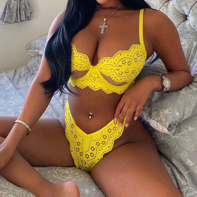 Women Sexy Lingerie Sets Mesh Hollow Out Underwear Push Up Bras Sex Panties Transparent Temptation Porn Sensual Erotic Costumes