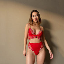 Load image into Gallery viewer, Women Sexy Lingerie Sets Transparent Lace Floral Embroidery Push Up Bras See Through Panties Temptation Erotic Sensual Underwear
