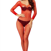 Load image into Gallery viewer, Women Sexy Lingerie Sex Exotic Jumpsuit Sequined Fishnet Mesh Bodystockings Open Crotch Sleepwear Babydoll Underwear