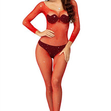 Load image into Gallery viewer, Women Sexy Lingerie Sex Exotic Jumpsuit Sequined Fishnet Mesh Bodystockings Open Crotch Sleepwear Babydoll Underwear
