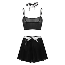 Load image into Gallery viewer, Women Sexy Maid Cosplay Costume Maid Servant Costume French Sex Lady Lingerie See-through Mesh Tops Skirt Neck Ring Apron Sets
